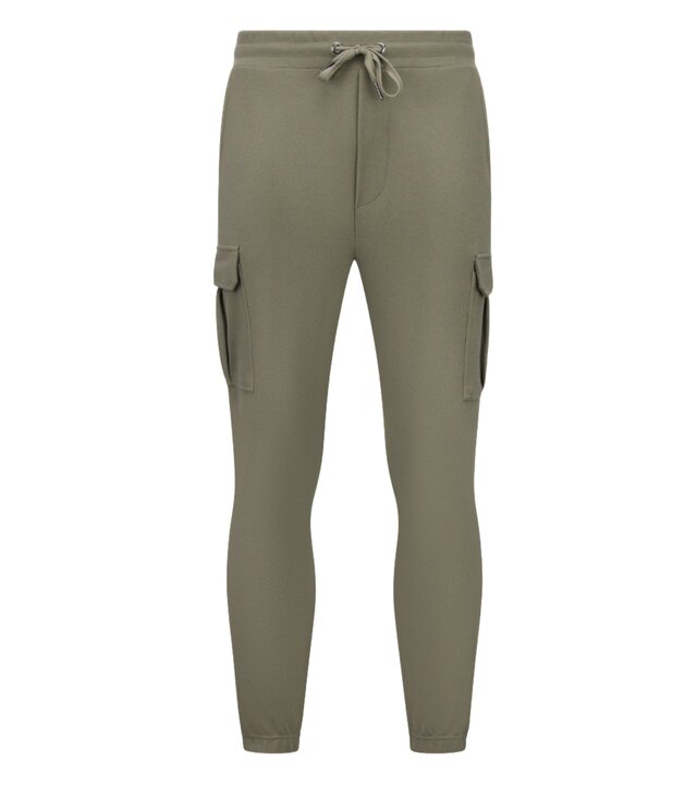 Enos Lässiger, gerippter Oversize-Jogginganzug für Herren – Herren-Trainingsanzug – Elegantes zweiteiliges Set – 7920 – Olivgrün
