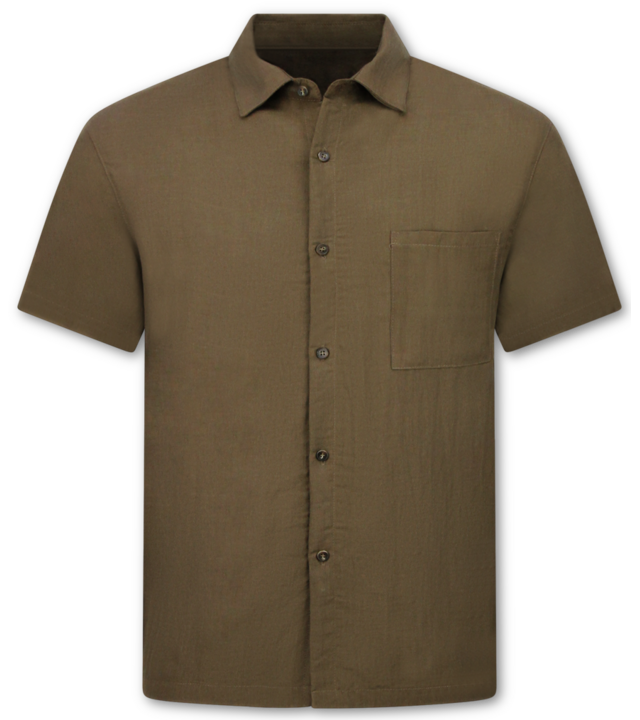 Enos Leinen-Twinset in Übergröße – Herren-Sommerset – Leinenhemd und Leinenhose – 7165 – Braun