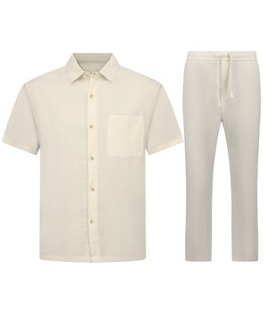 Enos Leinen-Sommer-Set für Herren – Oversized Twinset – Leinenhemd für Herren – Leinenhose für Herren – 7165 – Beige