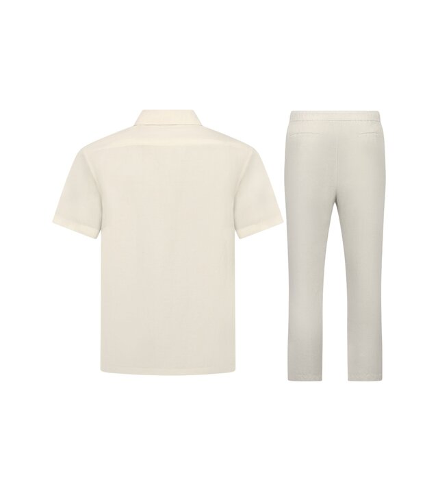 Enos Leinen-Sommer-Set für Herren – Oversized Twinset – Leinenhemd für Herren – Leinenhose für Herren – 7165 – Beige