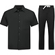 Leinen-Sommer-Set für Herren – Oversized Twinset – Leinenhose für Herren – Leinenhemd für Herren – 7165 – Schwarz