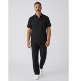 Enos Leinen-Sommer-Set für Herren – Oversized Twinset – Leinenhose für Herren – Leinenhemd für Herren – 7165 – Schwarz