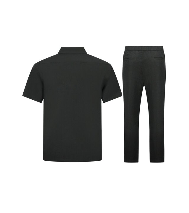 Enos Leinen-Sommer-Set für Herren – Oversized Twinset – Leinenhose für Herren – Leinenhemd für Herren – 7165 – Schwarz