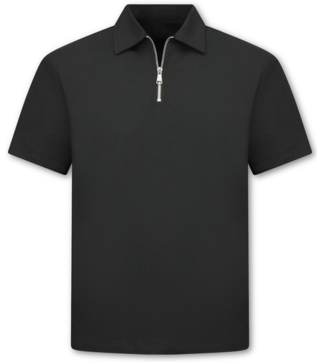 Enos Herren-Sommer-Set – Geripptes Oversize-Poloshirt und Shorts – Kombi-Set – F-5827 – Schwarz
