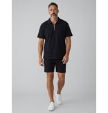 Enos Herren-Sommer-Set – Geripptes Oversize-Poloshirt und Shorts – Kombi-Set – F-5827 – Schwarz