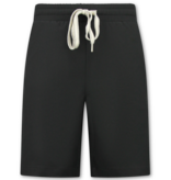 Enos Herren-Sommer-Set – Geripptes Oversize-Poloshirt und Shorts – Kombi-Set – F-5827 – Schwarz