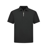 Enos Herren-Sommer-Set – Geripptes Oversize-Poloshirt und Shorts – Kombi-Set – F-5827 – Schwarz