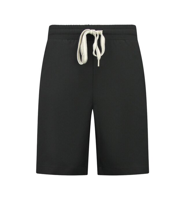 Enos Herren-Sommer-Set – Geripptes Oversize-Poloshirt und Shorts – Kombi-Set – F-5827 – Schwarz