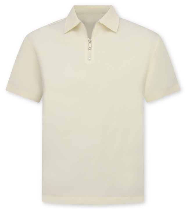 Enos Herren-Sommer-Set – Geripptes Oversize-Poloshirt und Shorts – Kombi-Set – F-5827 – Beige