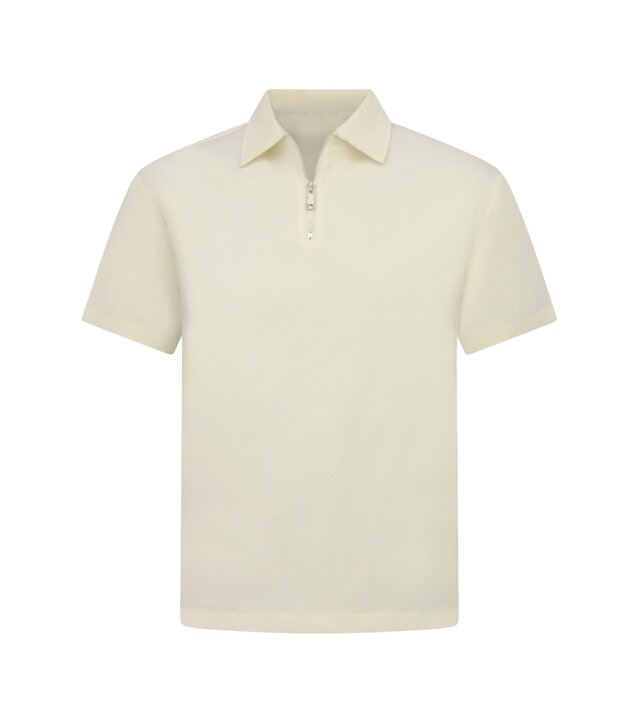 Enos Herren-Sommer-Set – Geripptes Oversize-Poloshirt und Shorts – Kombi-Set – F-5827 – Beige
