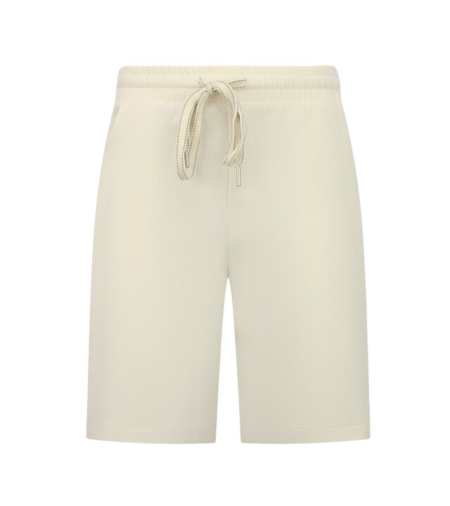 Enos Herren-Sommer-Set – Geripptes Oversize-Poloshirt und Shorts – Kombi-Set – F-5827 – Beige