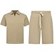 Herren-Sommer-Set – Geripptes Oversize-Poloshirt und Shorts – Kombi-Set – F-5827 – Braun