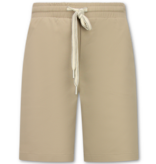Enos Herren-Sommer-Set – Geripptes Oversize-Poloshirt und Shorts – Kombi-Set – F-5827 – Braun