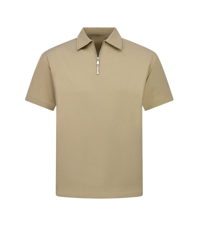 Enos Herren-Sommer-Set – Geripptes Oversize-Poloshirt und Shorts – Kombi-Set – F-5827 – Braun