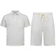 Herren-Sommer-Set – Geripptes Oversize-Poloshirt – Herrenshorts / Herren-Oversize-T-Shirt – Twinset – F-5828 – Grau