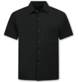 Enos Herren-Sommer-Set – Geripptes Oversize-Poloshirt – Herrenshorts / Herren-Oversize-T-Shirt – Twinset – F-5828 – Schwarz