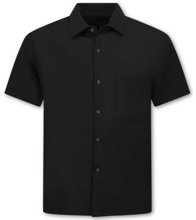 Enos Herren-Sommer-Set – Geripptes Oversize-Poloshirt – Herrenshorts / Herren-Oversize-T-Shirt – Twinset – F-5828 – Schwarz
