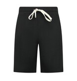 Enos Herren-Sommer-Set – Geripptes Oversize-Poloshirt – Herrenshorts / Herren-Oversize-T-Shirt – Twinset – F-5828 – Schwarz