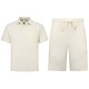 Herren-Sommer-Set – Geripptes Oversize-Poloshirt – Herrenshorts / Herren-Oversize-T-Shirt – Twinset – F-5828 – Beige