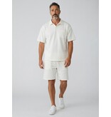 Enos Herren-Sommer-Set – Geripptes Oversize-Poloshirt – Herrenshorts / Herren-Oversize-T-Shirt – Twinset – F-5828 – Beige
