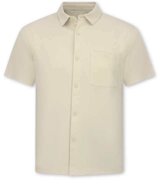 Enos Herren-Sommer-Set – Geripptes Oversize-Hemd und Shorts – Zweiteiliges Set – F-5830 – Beige