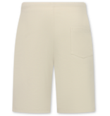 Enos Herren-Sommer-Set – Geripptes Oversize-Hemd und Shorts – Zweiteiliges Set – F-5830 – Beige