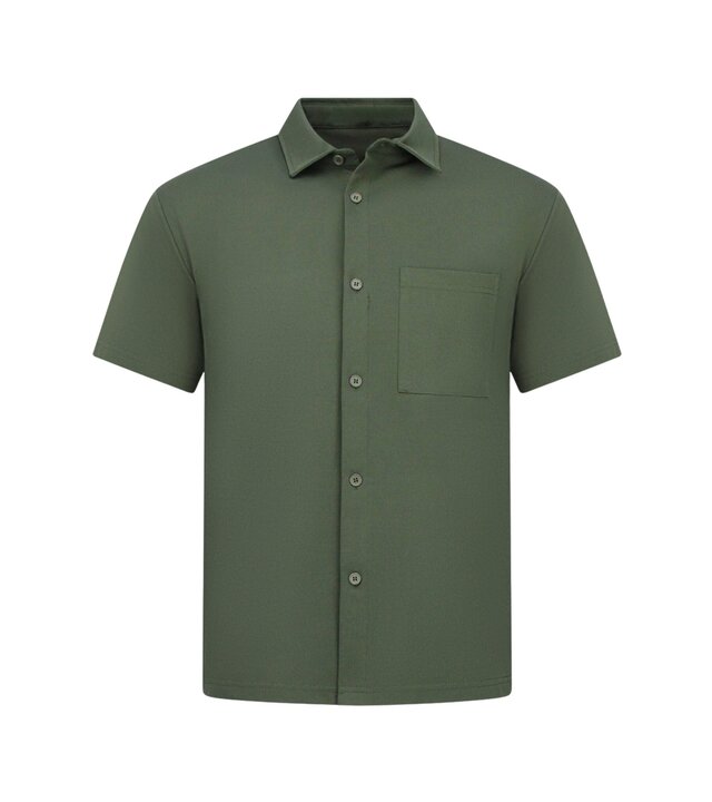 Enos Herren-Sommer-Set – Geripptes Oversize-Hemd und Shorts – Zweiteiliges Set – F-5830 – Grün