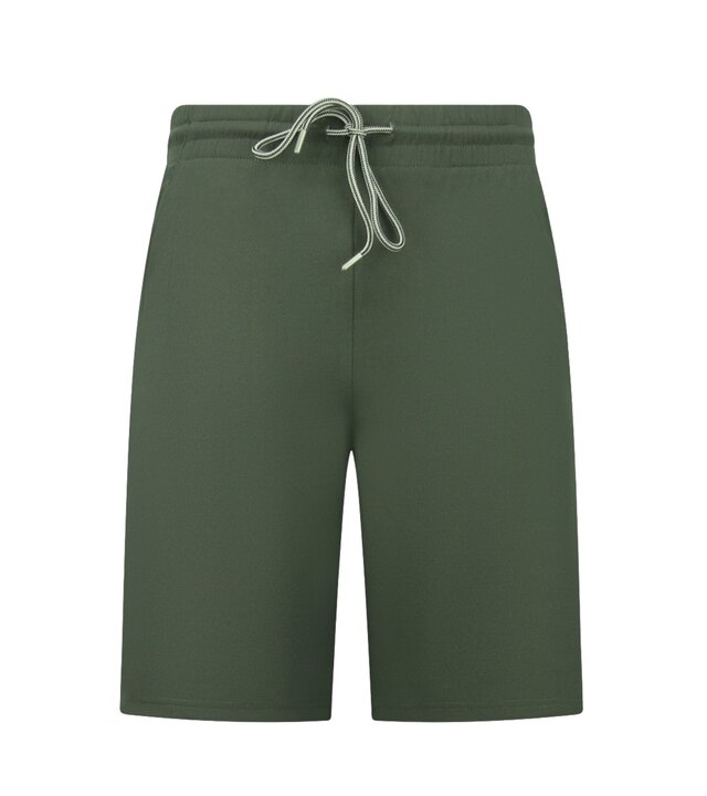 Enos Herren-Sommer-Set – Geripptes Oversize-Hemd und Shorts – Zweiteiliges Set – F-5830 – Grün