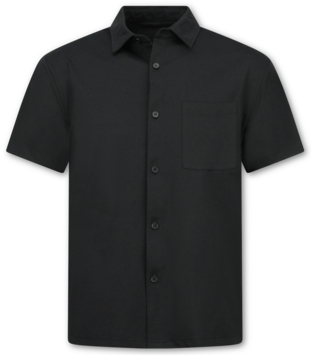 Enos Herren-Sommer-Set – Geripptes Oversize-Hemd und Shorts – Zweiteiliges Set – F-5830 – Schwarz