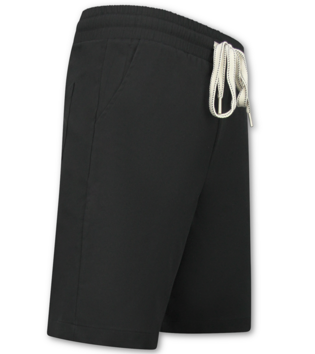 Enos Herren-Sommer-Set – Geripptes Oversize-Hemd und Shorts – Zweiteiliges Set – F-5830 – Schwarz