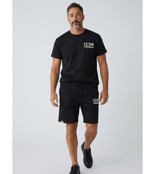True Rise ICON Herren-Sommerset – Oversize-T-Shirt und Shorts – Twinset – 2096 – Schwarz