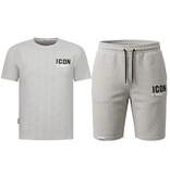 True Rise ICON Herren-Sommerset – Oversize-T-Shirt und Shorts – Twinset – 2096 – Grau