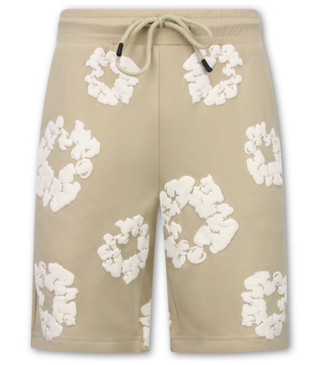True Rise Sommer-Set für Herren mit Blumenmuster – Blumenanzug mit Shorts, Herren-Twinset – 1770 – Braun