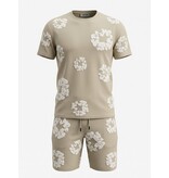 True Rise Sommer-Set für Herren mit Blumenmuster – Blumenanzug mit Shorts, Herren-Twinset – 1770 – Braun