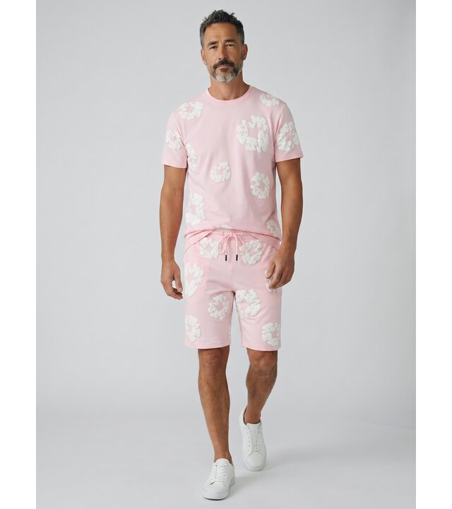 True Rise Sommer-Set für Herren mit Blumenmuster – Blumenanzug mit Shorts, Herren-Twinset – 1770 – Rosa