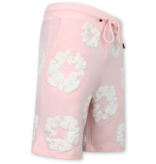 True Rise Sommer-Set für Herren mit Blumenmuster – Blumenanzug mit Shorts, Herren-Twinset – 1770 – Rosa