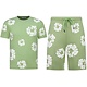 Sommer-Set für Herren mit Blumenmuster – Blumenanzug mit Shorts, Herren-Twinset – 1770 – Grün