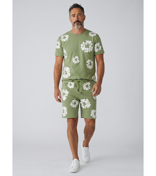 True Rise Sommer-Set für Herren mit Blumenmuster – Blumenanzug mit Shorts, Herren-Twinset – 1770 – Grün