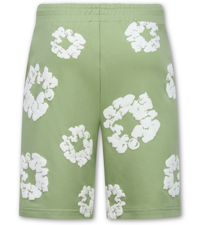 True Rise Sommer-Set für Herren mit Blumenmuster – Blumenanzug mit Shorts, Herren-Twinset – 1770 – Grün