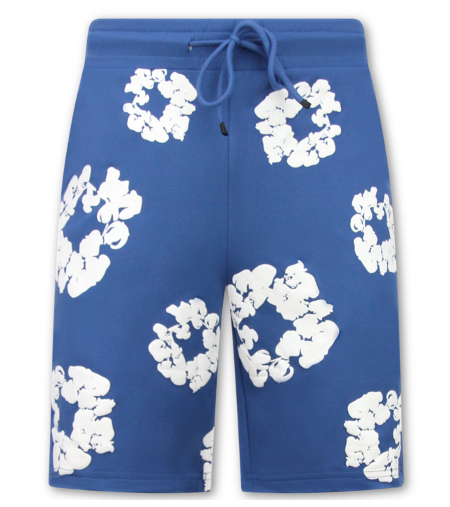 True Rise Sommer-Set für Herren mit Blumenmuster – Blumenanzug mit Shorts, Herren-Twinset – 1770 – Marineblau