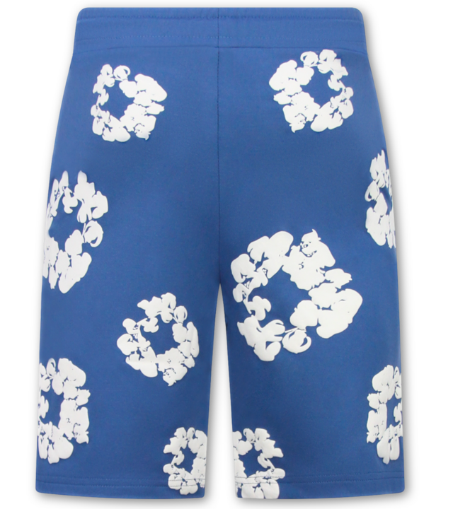 True Rise Sommer-Set für Herren mit Blumenmuster – Blumenanzug mit Shorts, Herren-Twinset – 1770 – Marineblau