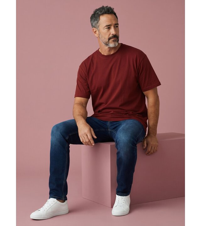 True Rise Oversized Herren-T-Shirt – Schlichtes weißes Herren-T-Shirt – MD6530 – Bordeaux