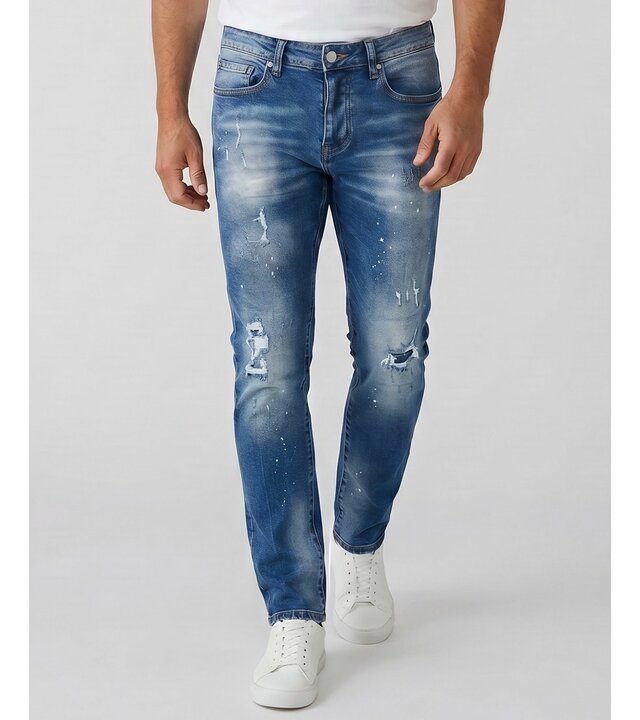True Rise Slim-Fit-Jeans für Herren mit Rissen – Herrenjeans für Erwachsene – Stretch-Jeans für Herren – 8228 – Blau