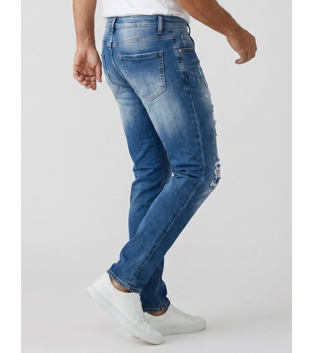True Rise Slim-Fit-Jeans für Herren mit Rissen – Herrenjeans für Erwachsene – Stretch-Jeans für Herren – 8228 – Blau