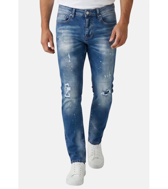 True Rise Slim-Fit-Jeans für Herren mit Rissen – Herrenjeans für Erwachsene – Stretch-Jeans für Herren – 8228 – Blau
