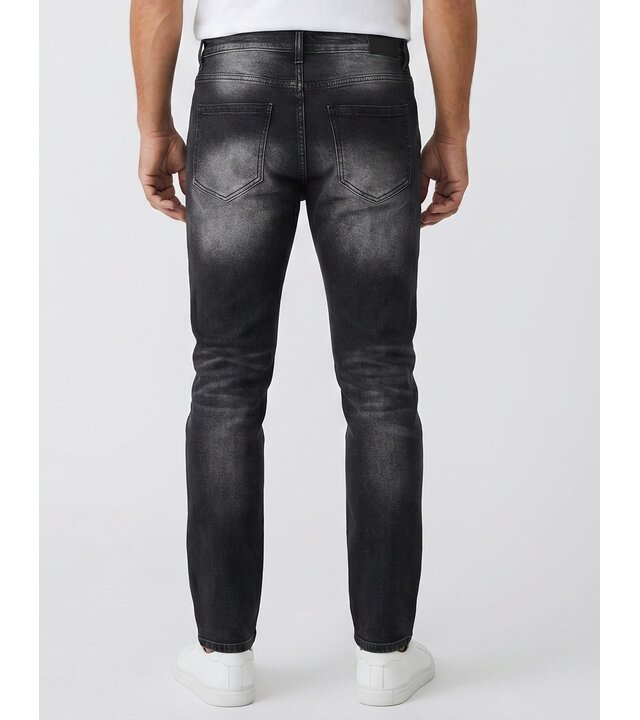 True Rise Zerrissene Slim-Fit-Jeans für Herren – Jeans für Erwachsene – Stretch-Jeans für Herren – 8383 – Schwarz
