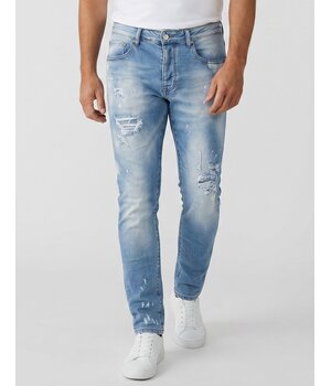 True Rise Ripped Jeans Herren Slim Fit - Herrenjeans - Stretchjeans für Herren - 8409 - Hellblau