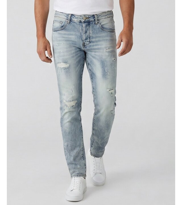 True Rise Ripped Jeans Herren Stretch Slim Fit Jeans - Herrenjeans -8311- Blau