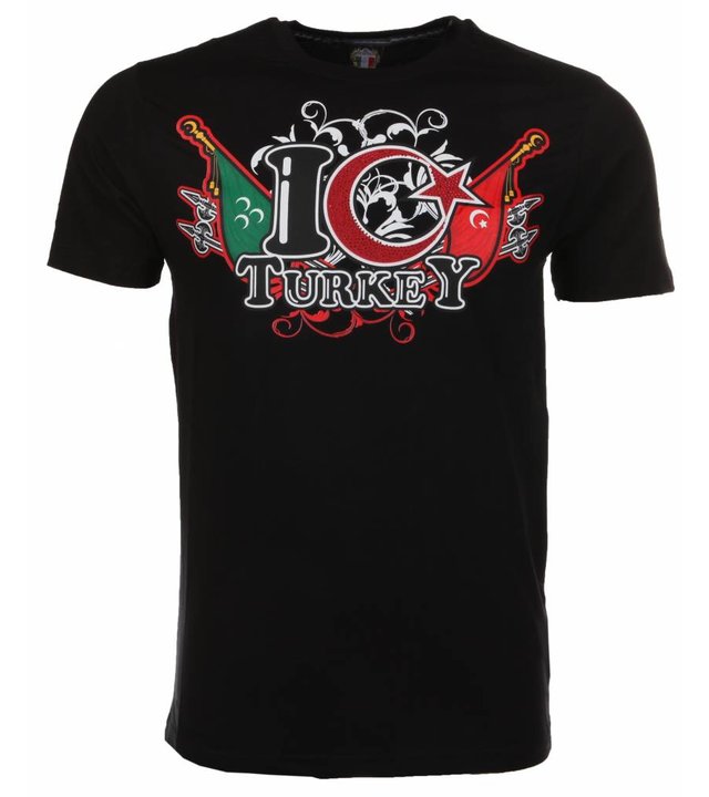 Mascherano T Shirt Herren - I Love Turkey - Schwarz