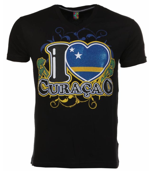 Mascherano T Shirt Herren - I Love Curacao - Schwarz